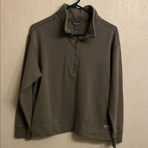 💕Eddie Bauer Women Olive Green Quarter-Zip Long Sleeve Sweater Size Large